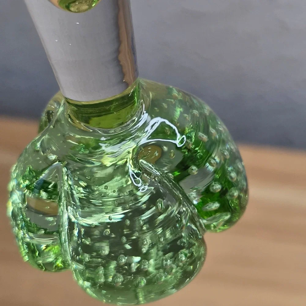 7 Controlled Bubble Base Hand Blown Art Glass Bud Vases Multicolor Mid Century